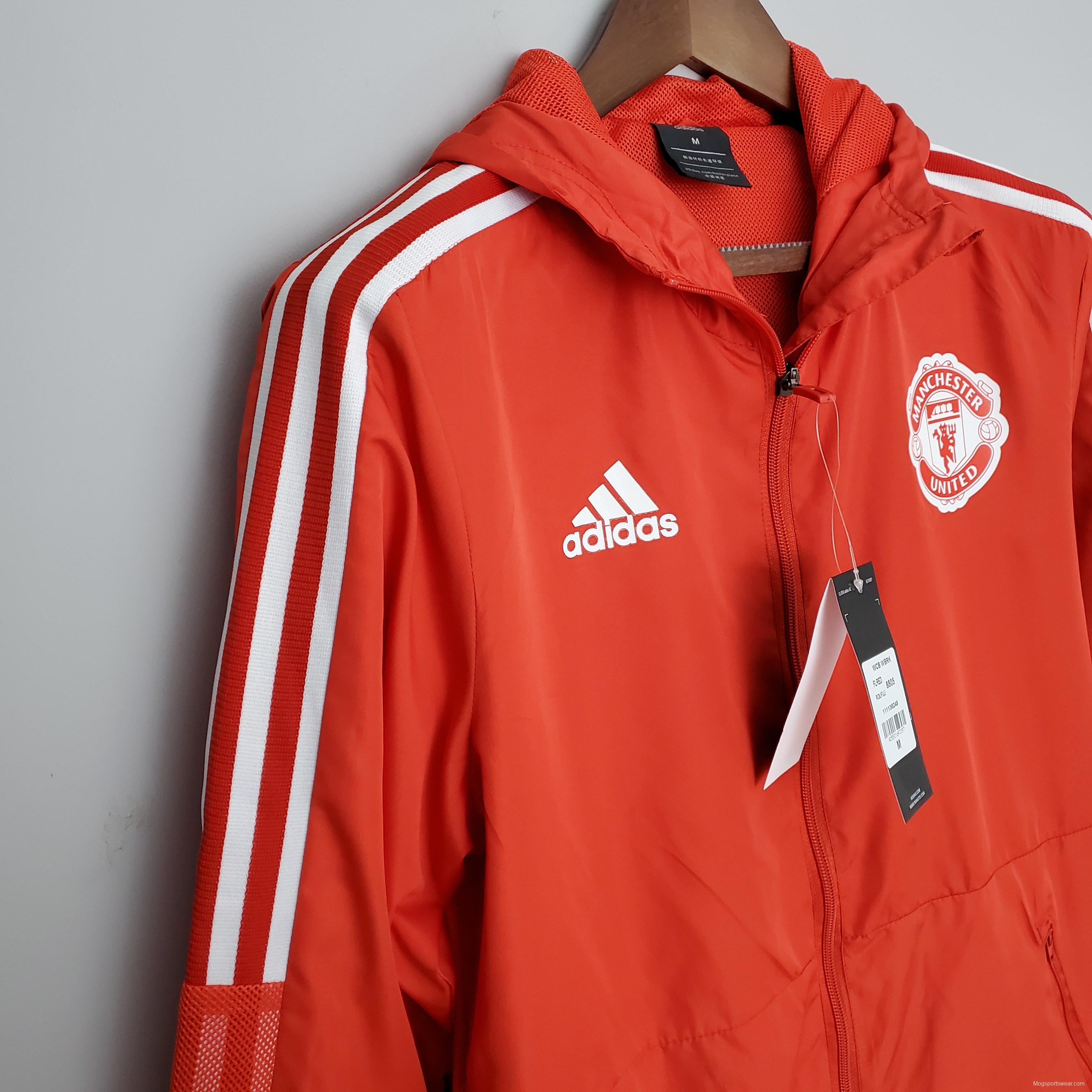 2022 Manchester United Windbreaker Red Soccer Jersey