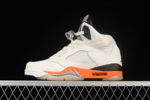 Air Jordan 5 Shattered Backboard white orange buckle shredded high top basketball shoes DC1060-100