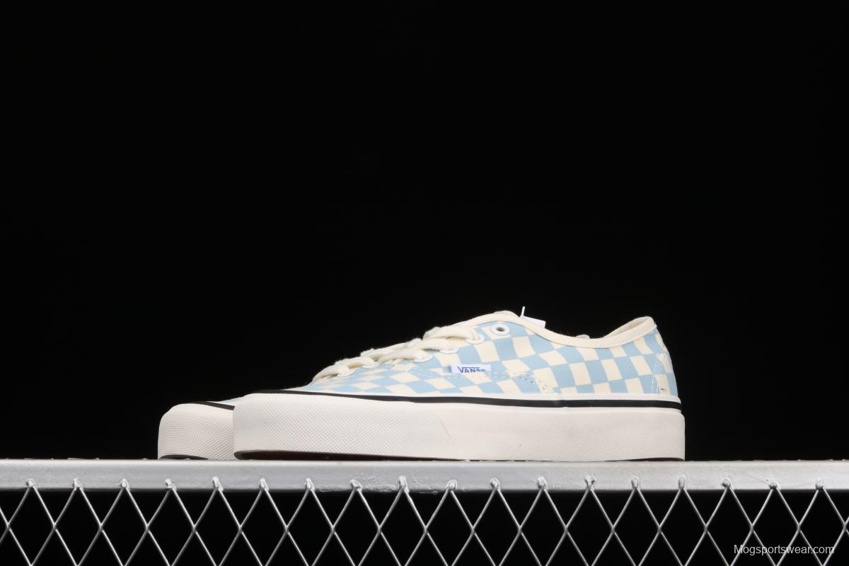 Vans Authentic 44 DX Anaheim milk blue and white checkerboard plaid low upper canvas shoes VN0A54F241J