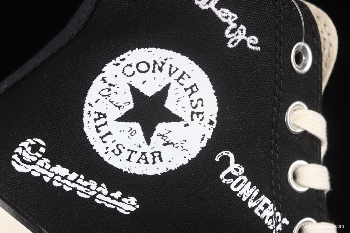 Converse Chuck 1970s classic black and white Chinese graffiti LOGO Coca-Cola casual canvas shoes 166486C