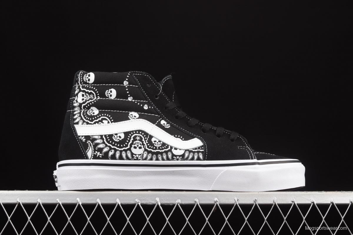 Vans Sk8-Hi skull cashew flower pattern high-top casual board shoes VN0A32QGD9S