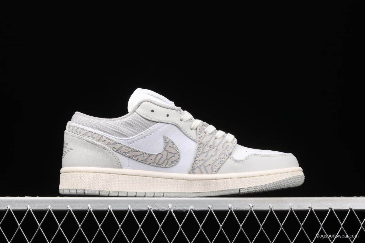 Air Jordan 1 Low Prm Elephant Print low side white ash explosion crack DH4269-100