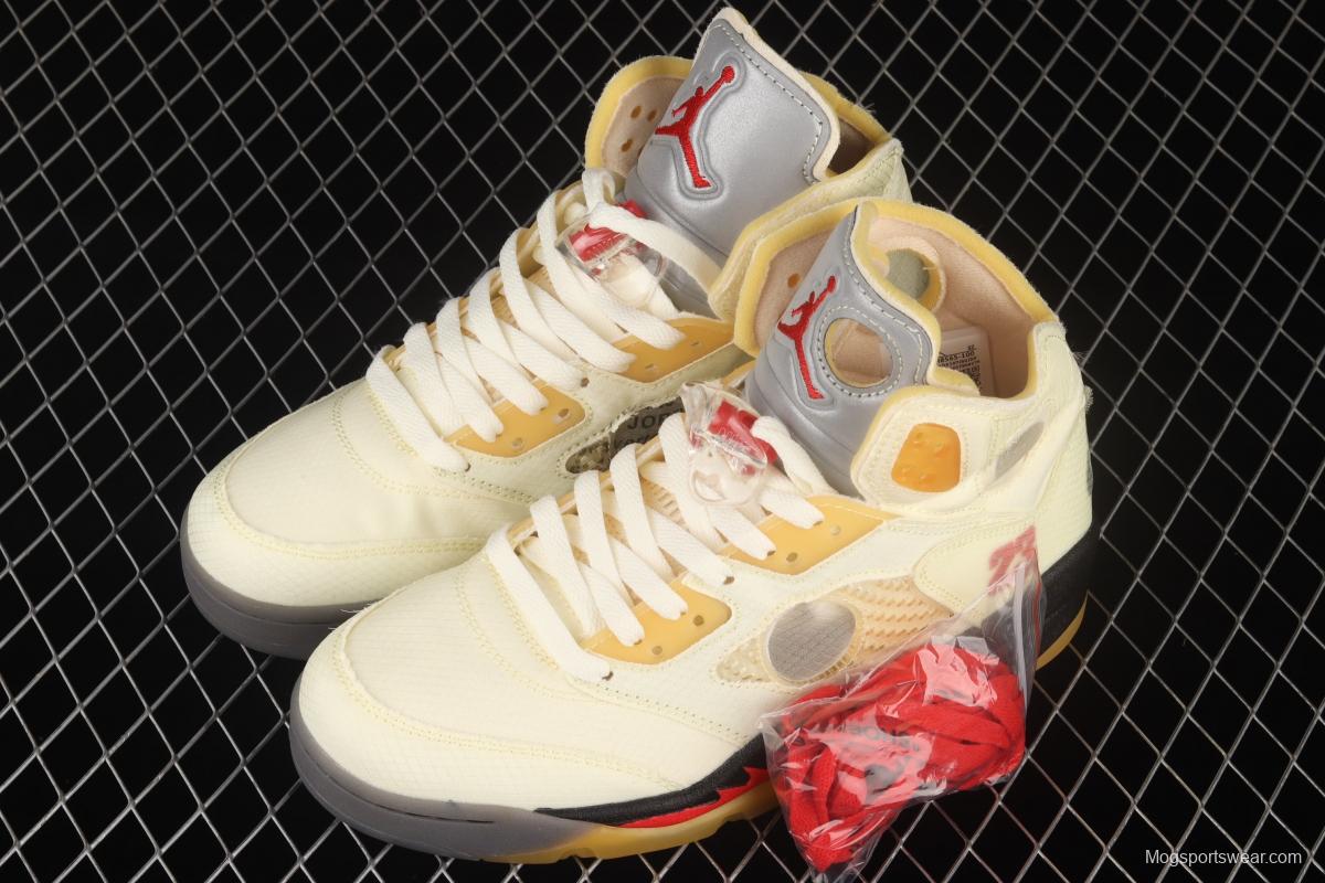 OFF-White x Air Jordan 5 White Sail Golden Cicada Wings DH8565-100