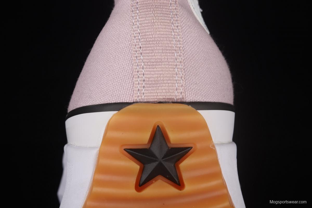 Converse Run Star Hike Converse pink raw rubber heightened thick sole shoes 171668C