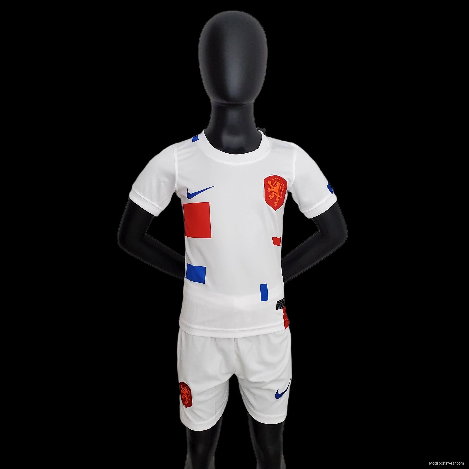 2022 Kids Netherlands Away Size 16-28 Soccer Jersey