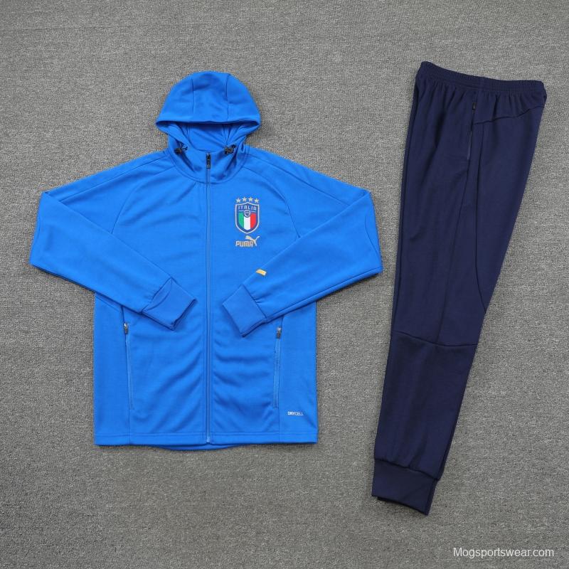 2022 Italy Blue Full Zipper Jacket+Long Pants