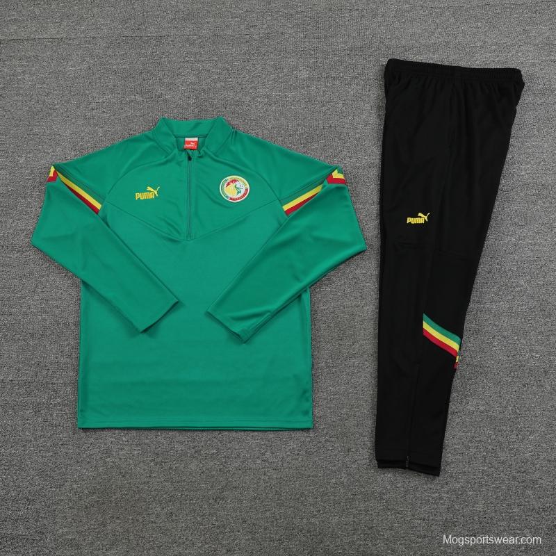 2022 Senegal Green Half Zipper Tracksuit