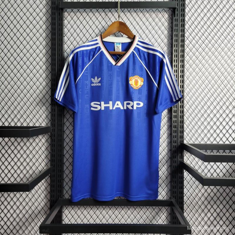 Retro 88/89 Manchester United Away Blue Jersey