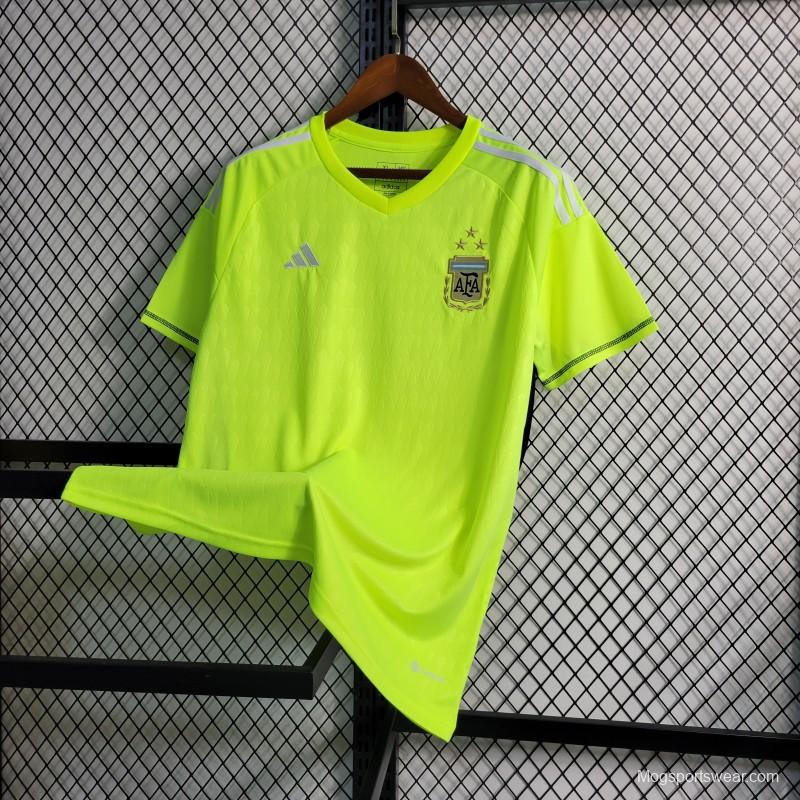 3 Star 2023 Argentina Grass Green Goalkeeper Jersey