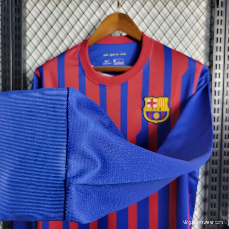 Retro Long Sleeve 11-12 Barcelona Home Soccer Jersey