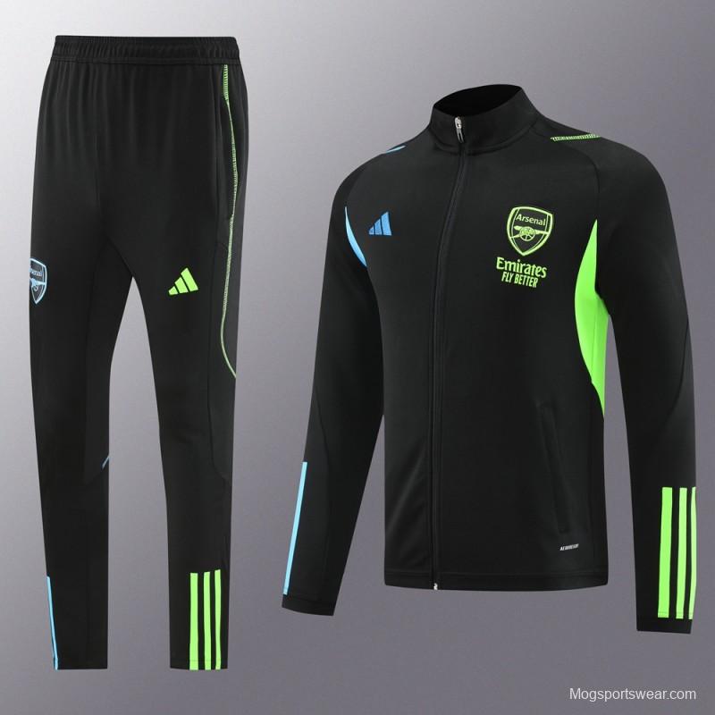 23/24 Arsenal Green/Black Full Zipper Jacket+Pants