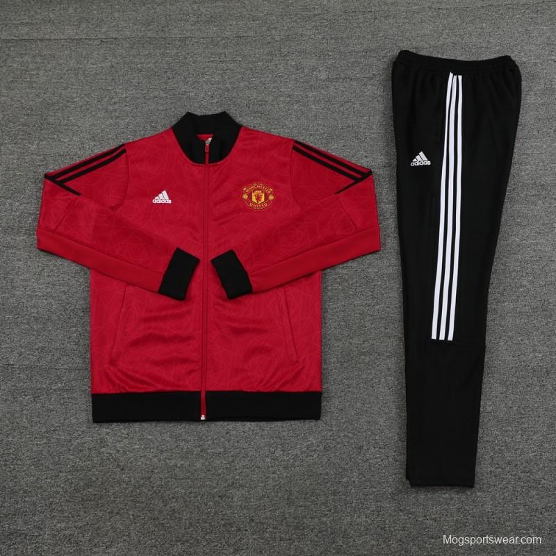 23/24 Manchester United Red Full Zipper Jacket+Pants