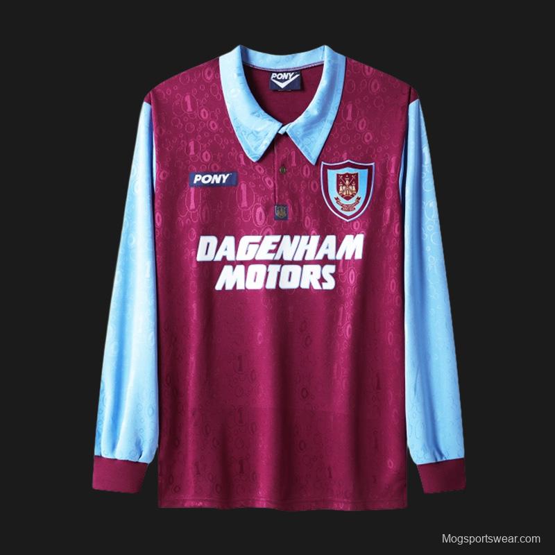 Retro 95/97 West Ham United Long Sleeve Home Jersey