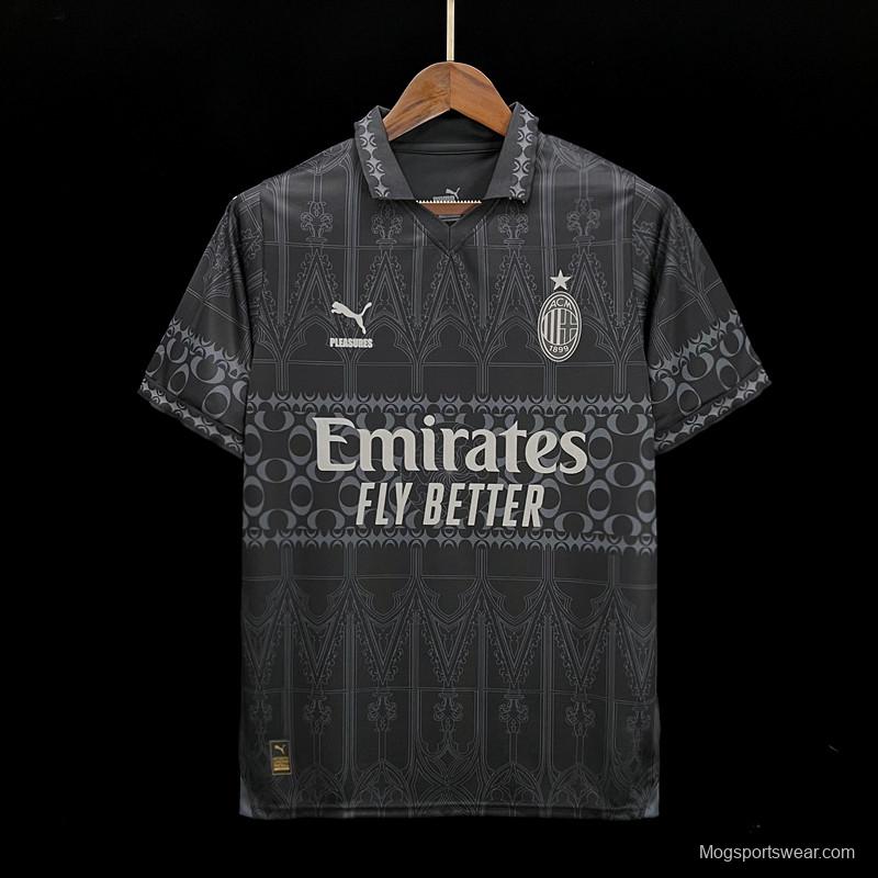 23/24 AC Milan x PLEASURES Forth Black Jersey