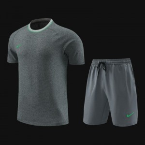 2024 Nike Grey/Green Cotton Short Sleeve Jersey+Shorts